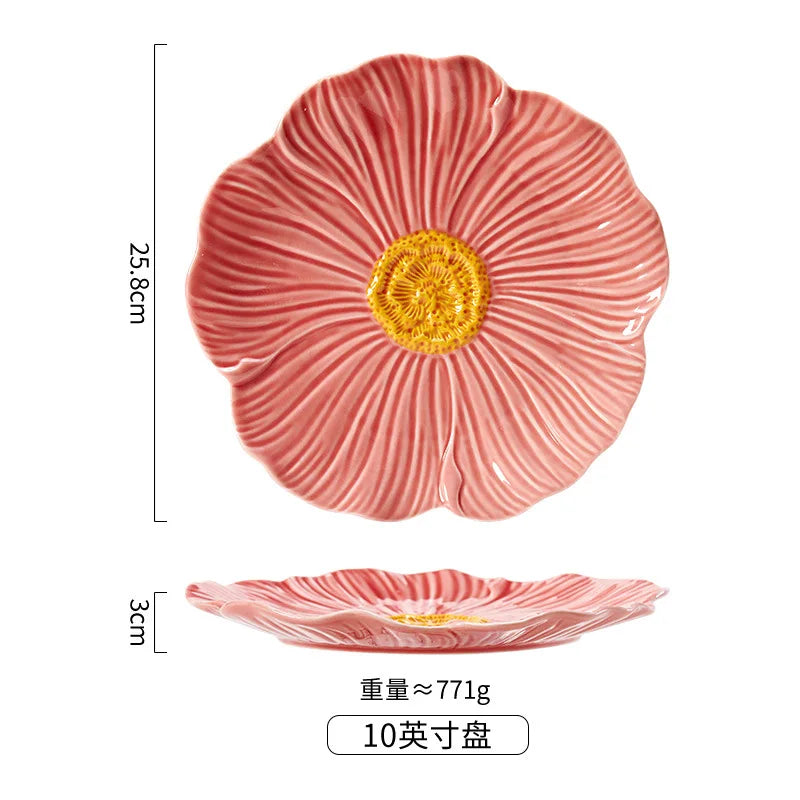 Floral Embossed Ceramic Dinnerware Set