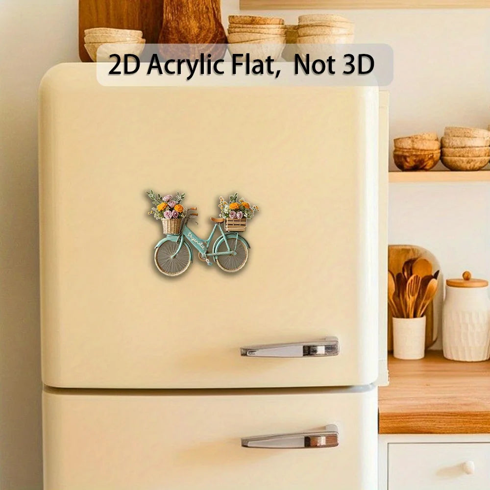 1pc 2D Flat Bike-Shaped Fridge Magnet, Suitable for Refrigerators, Dishwashers & Freezers, Fun Kitchen Decoration