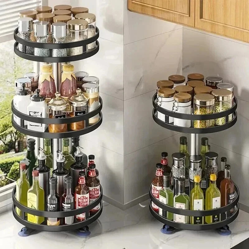 360°Rotatable Spice Storage Turntable Kitchen Organizer Rack Multifunctional Kitchen Accessories For Seasoning Countertop Storag