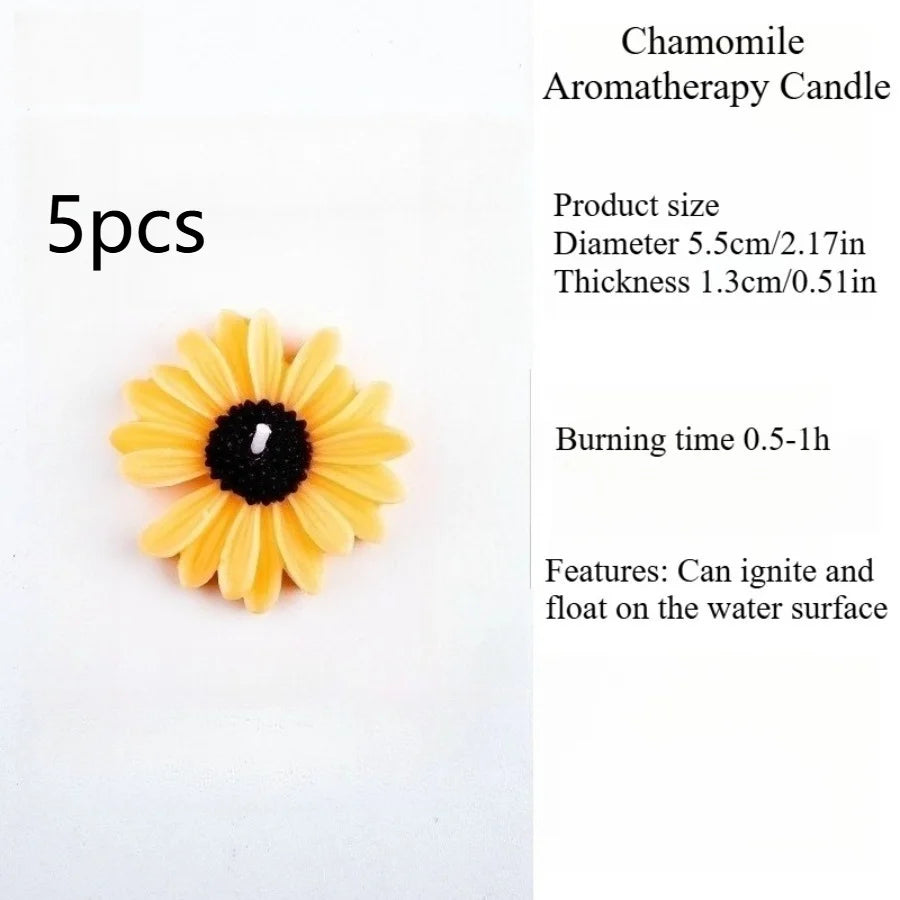 1pc/5pcs Cute Daisy Chamomile Scented Candle Soy Wax Aromatherapy Candle Home Bedroom Table Decor Wedding Birthday Gift