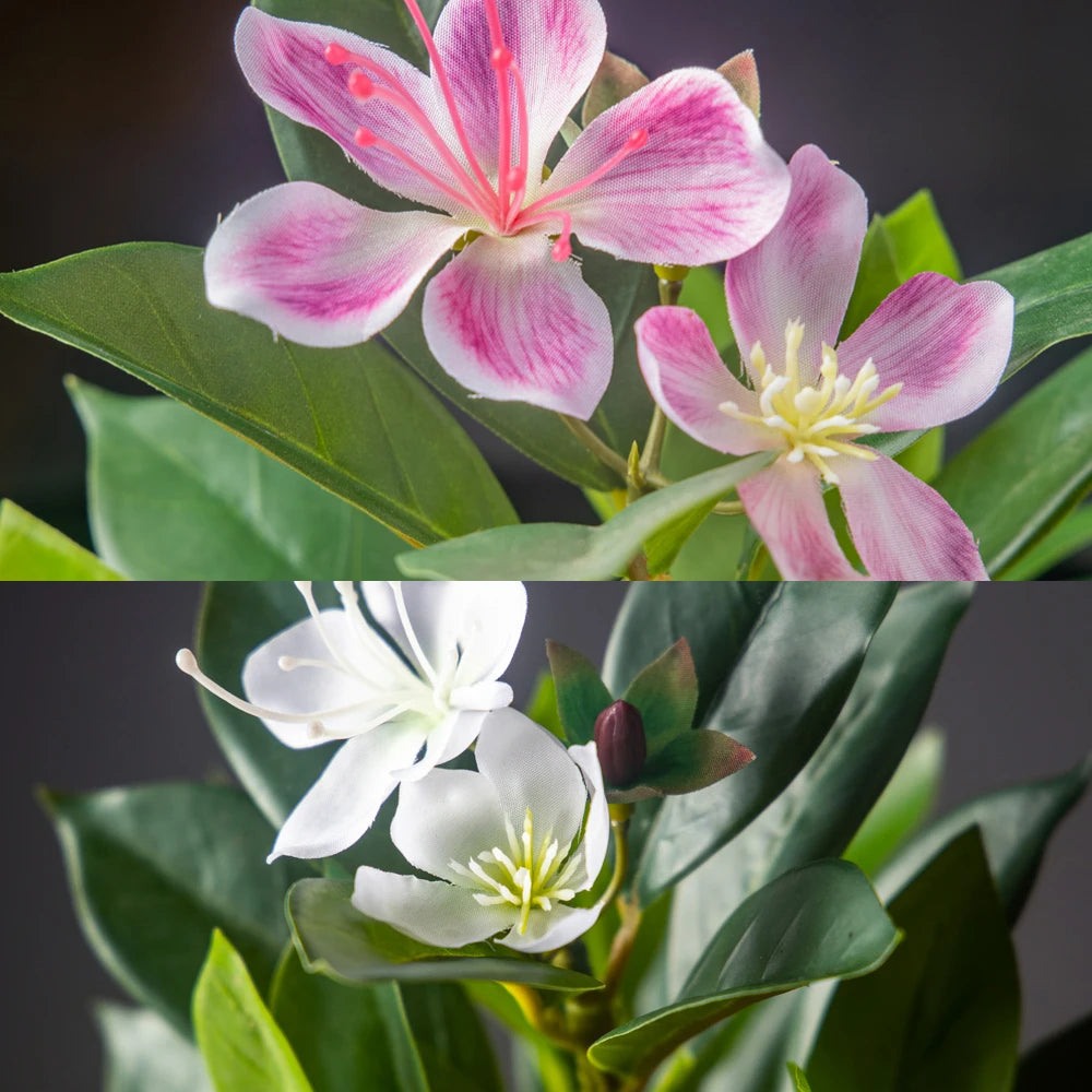 21-40cm Artificial Azalea Flowers Fake Ficus Tree Faux Magnolia Plants Branch Tropical Plastic Banyan Leaf For Home Office Decor
