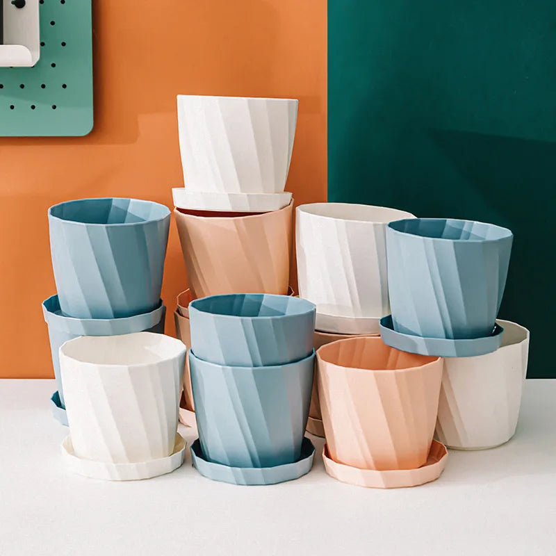 Large Resin Plastic Flower Pot for Succulents and Green Plants, New Ceramic White Breathable Creative Personality Simple Home Ba
