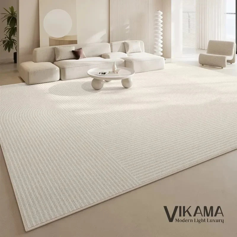 VIKAMA Carpet Living Room Light Luxury Deluxe Cream Wabi-Sabi Home Bedroom Bed Absorbent Dirt Resistant Mat Home Decoration