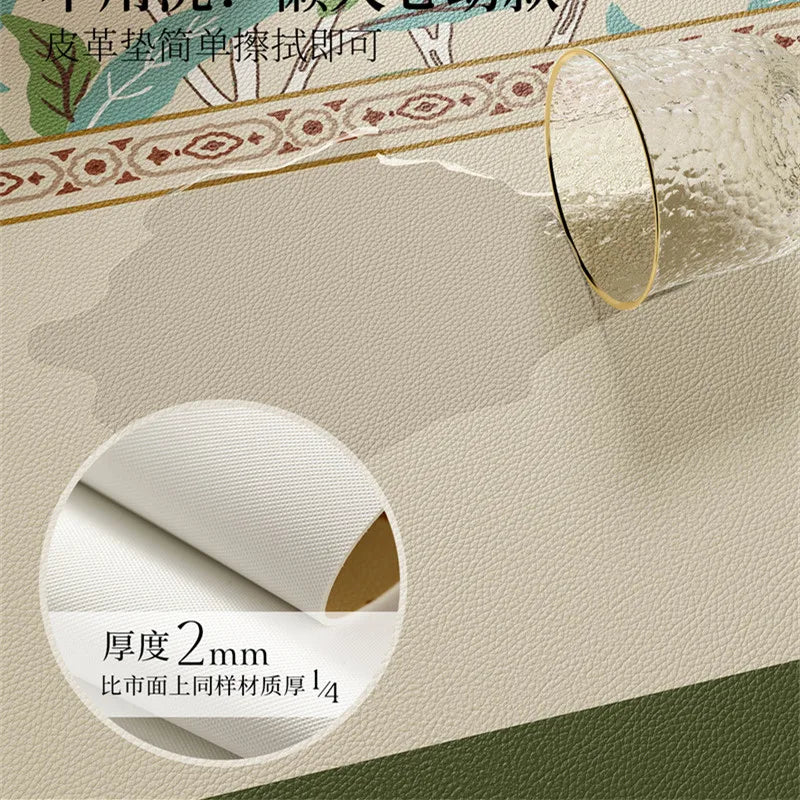 Faux Leather Placemats Set of 2 Non-Slip Oval Faux Leather Table Mat Heat Stain Resistant for Dinning Room Decor 12x20 Inch Gift