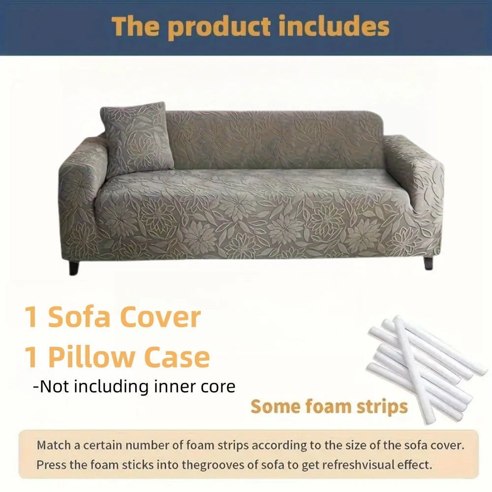 1pc Camellia Jacquard Elastic Sofa Slipcover, Non-slip Sofa Cover, Couch Cover Four Seasons Universal Furniture Protector Decor