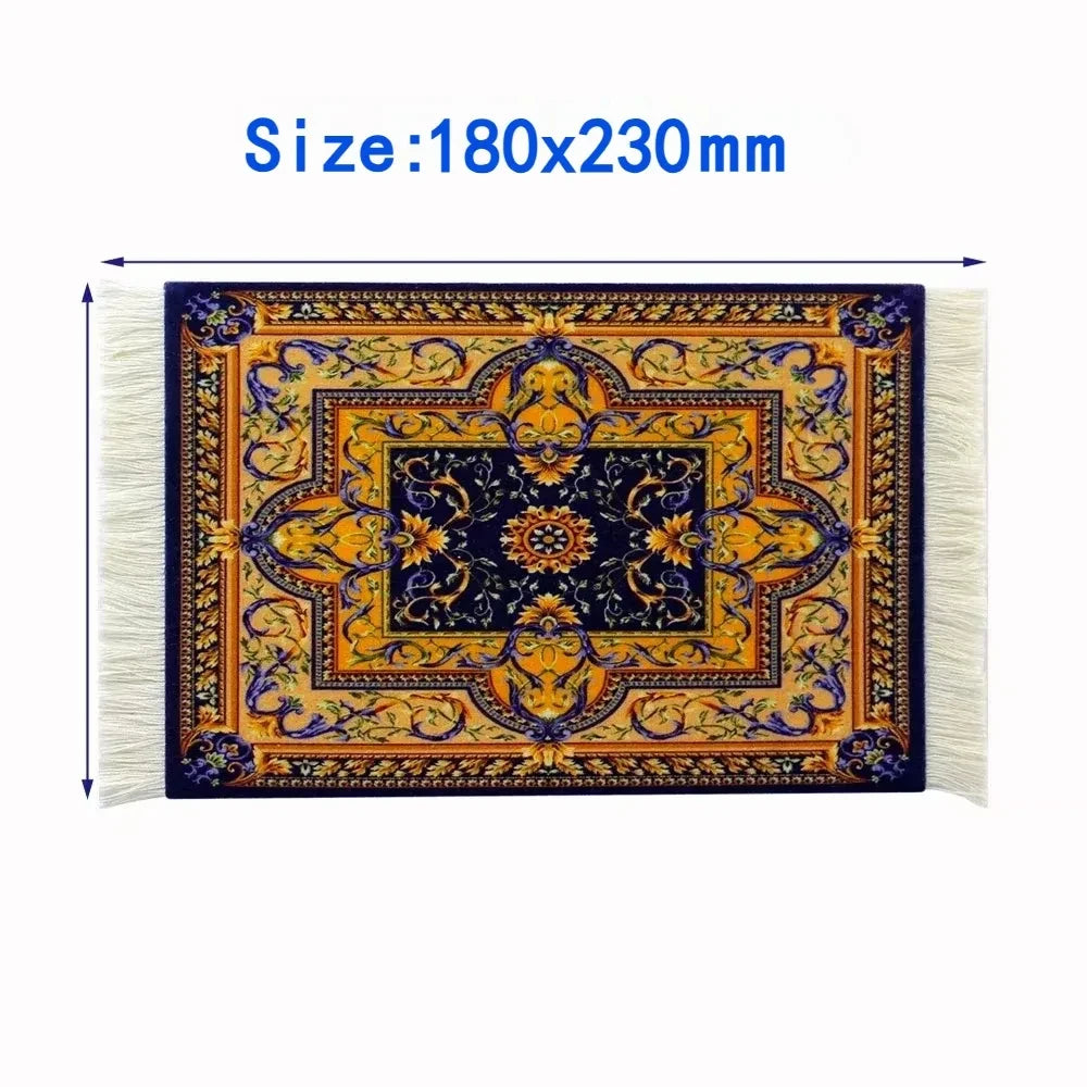 Woven Flower Persian Carpet Small Coaster Retro Style Rubber Non‑Slip Mouse Pad Desk Mat Cheap Wholesale Merchants Computer Mats