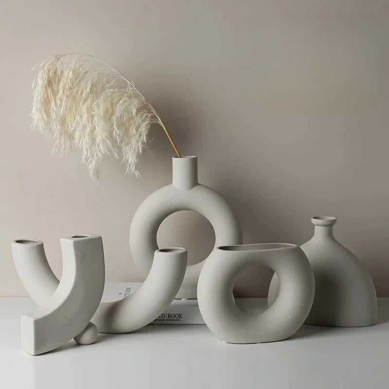 Wabi-Sabi Ceramic Vase – Modern Decorative Flower Vase for Home Décor