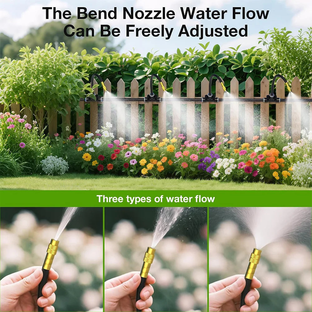 5-30m 1/4" 4/6mm Garden Misting Cooling System 360° Free-bend Misting Nozzle Adjustable Atomizer Sprayer Outdoor Watering Kits
