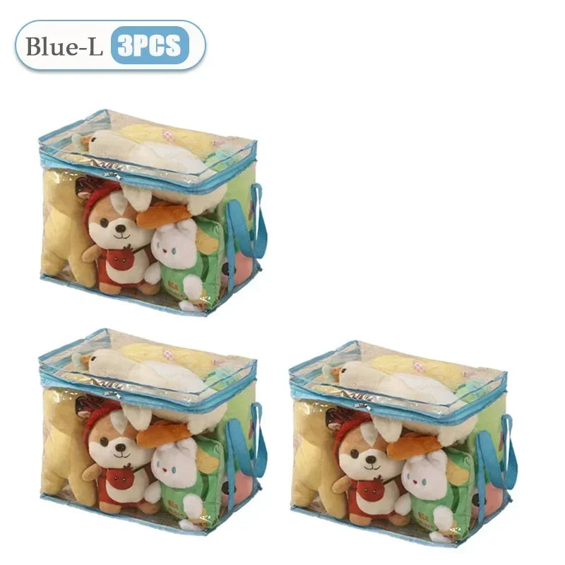 1/3/5PCS Transparent Toy Storage Box Large Capacity Waterproof Dustproof Folding Organizer Bag for Home Closet Bedroom Supplies
