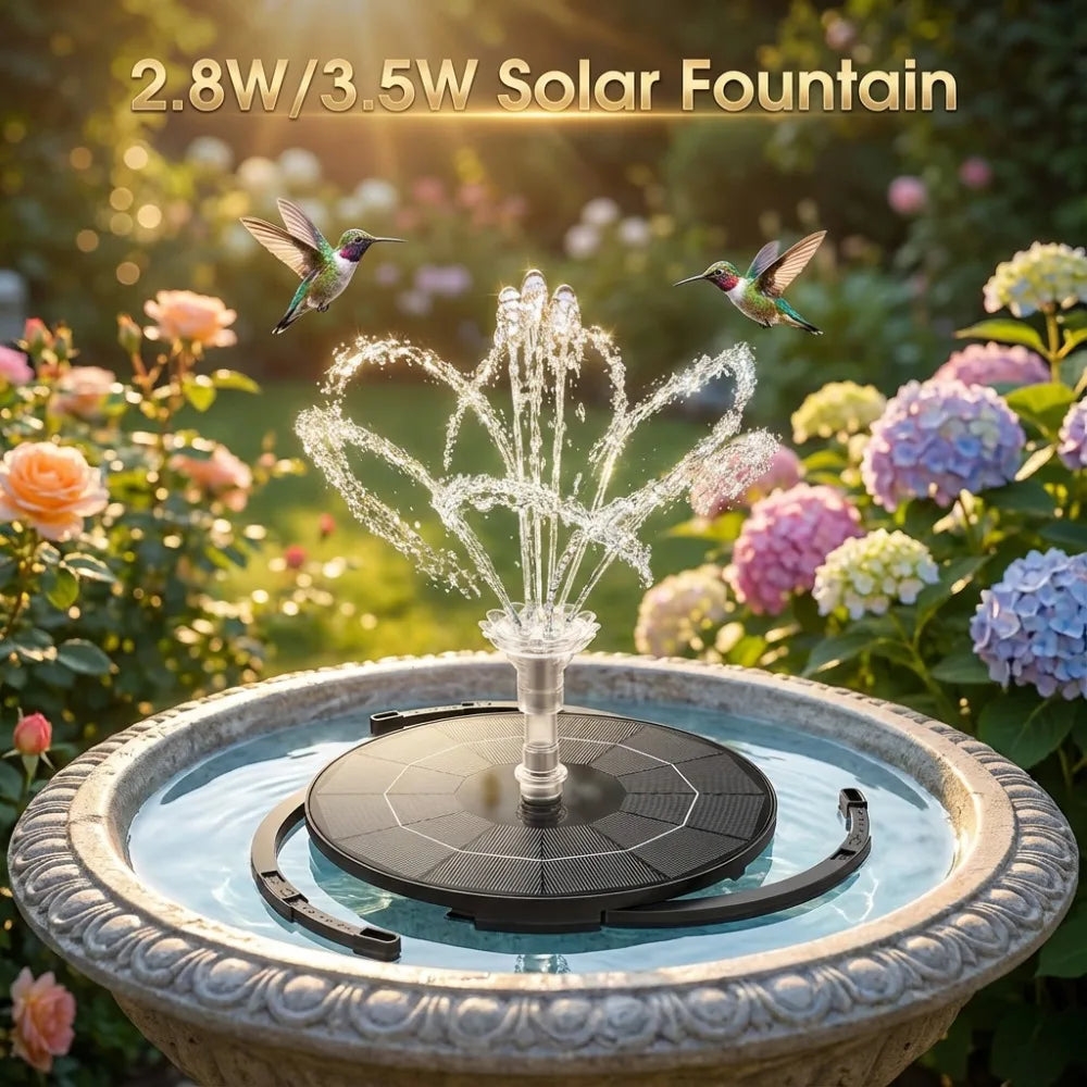 Solar Fountain Pump,DIY Water Fountain Kit,with Multiple Nozzles 9.8ft Cord&3 Bracket Stable Floating,DIY Garden Pond Bird Bath