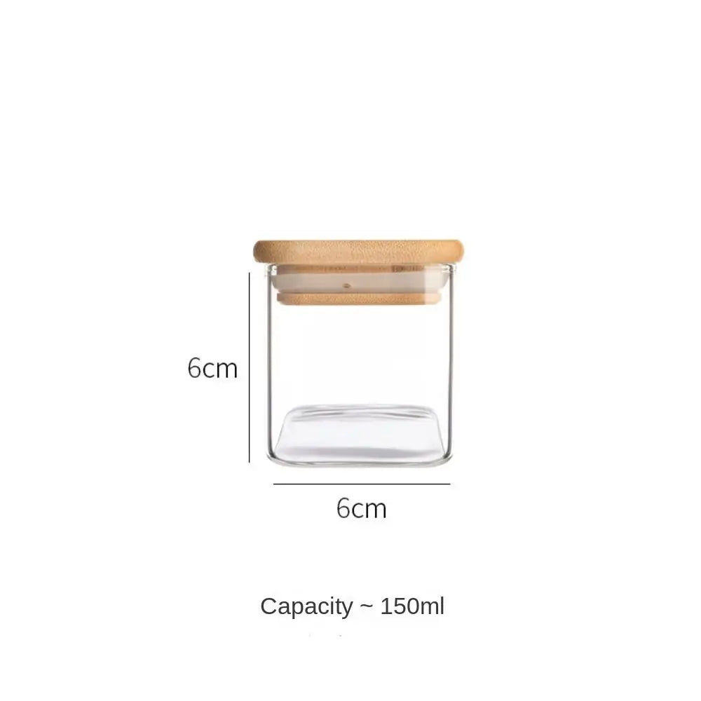 150/210/300/370/450ml High Borosilicate Glass Sealed Can Transparent Storage Supplies Glass Jar with Bamboo Lid Moisture Proof