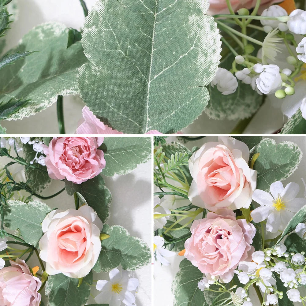 175cm Artificial Rose Flower Vine – Peony & Daisy Floral Garland for Wedding Décor