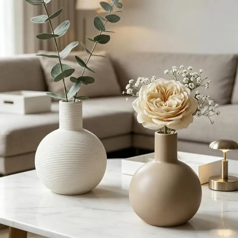 Rustic Ceramic Decorative Vase – Unique Farmhouse Flower Vase for Home & Office Décor