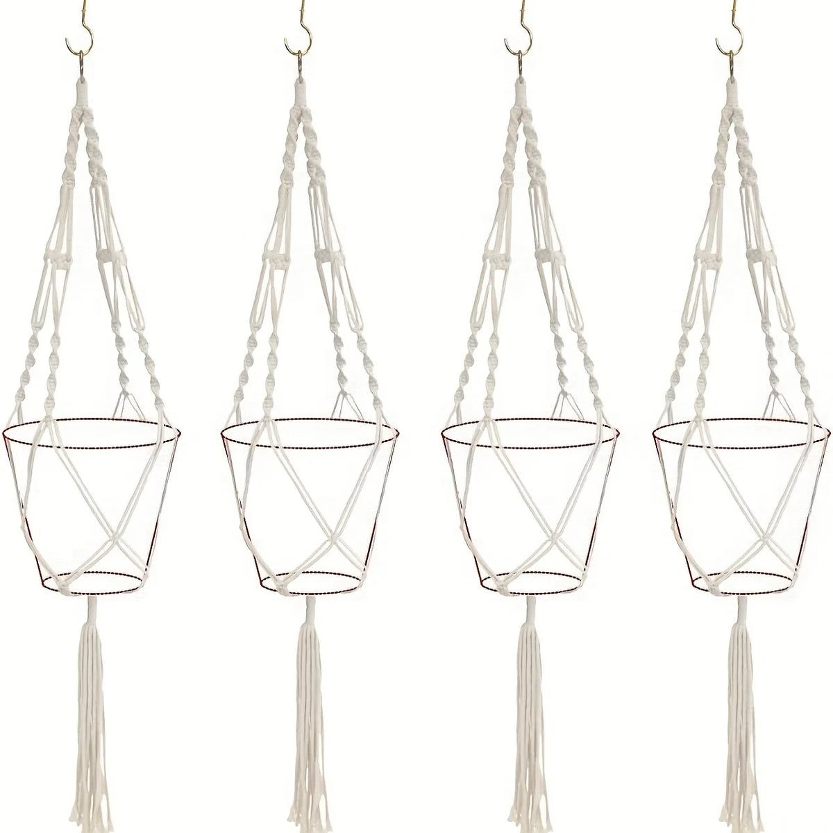 2Pcs Boho Hanging Planter Rope Rack Decorative Woven Rope Basket Outdoor Plant Flower Pot Hanging Organizer Net Room Garden