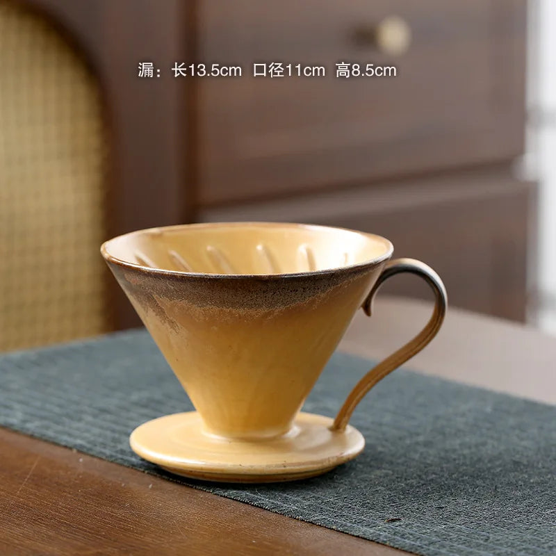 2026 Classic Ceramic Pour Over Coffee Set Large Coffee Server Cone Shaped Dripper Filter Home Hand Brew Coffee Tool Kit