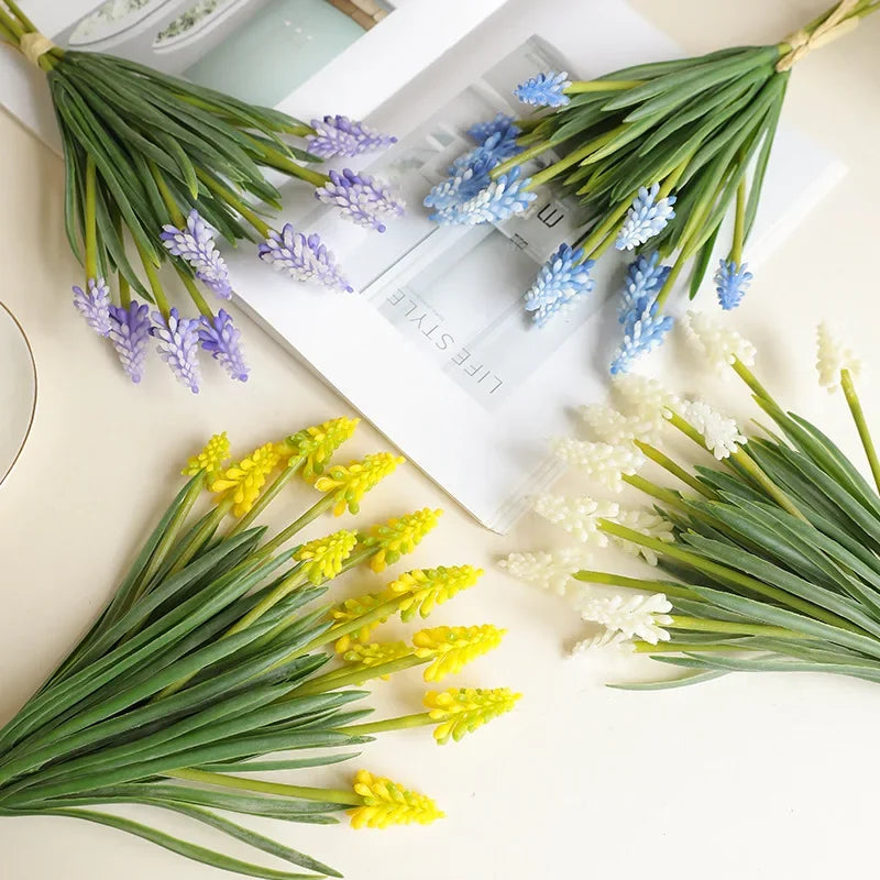 28CM Artificial Grape Hyacinth Bouquet – 5PCS Fake Flowers for Wedding & Home Décor