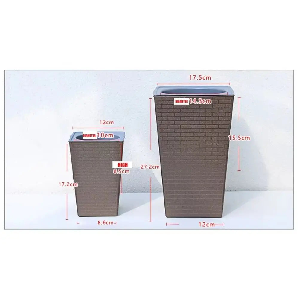 Plastic Bonsai Flowerpot Brick Pattern Self-absorbing Water Balcony Plant Pot Square Shape Plant Growth Cultivation Pot