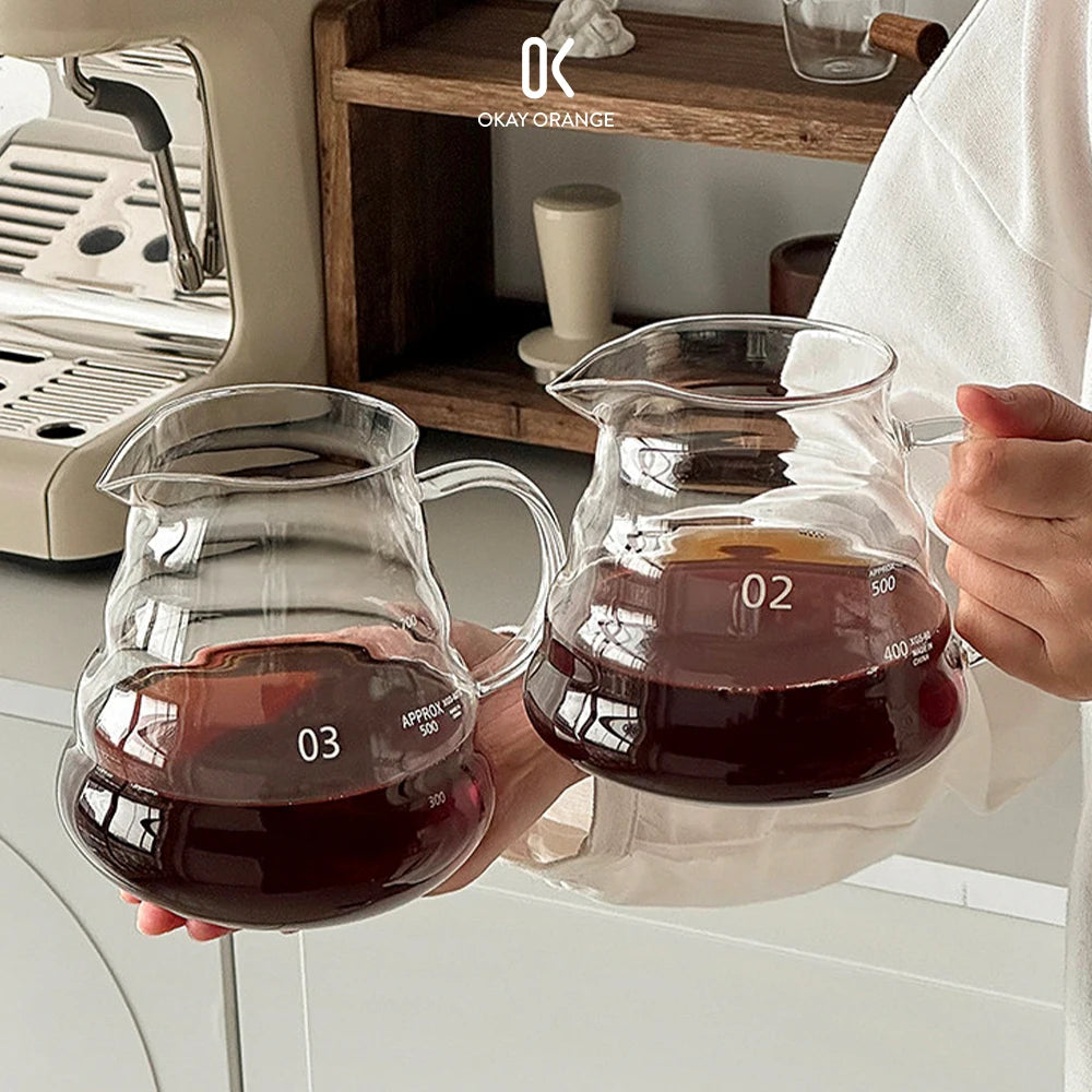Heat Resistant Glass Coffee Server Cloud Pot V60 Espresso Coffee Maker Kettle Drip Carafe Sharing Pot 500ml 760ml 910ml