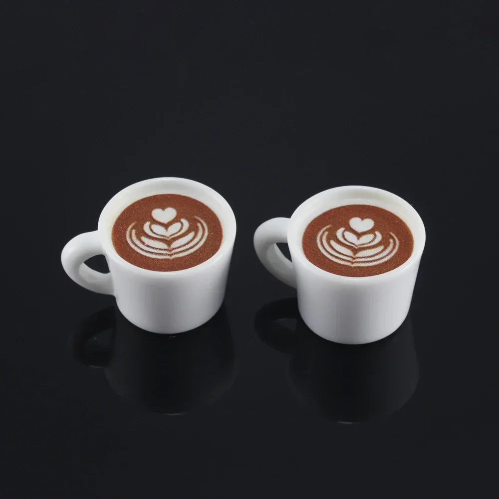 10pcs Cute Latte Art Coffee Cup Charms 3D Resin Drink Mug Pendants for Earring Necklace Keychain Dollhouse DIY Jewelry Making