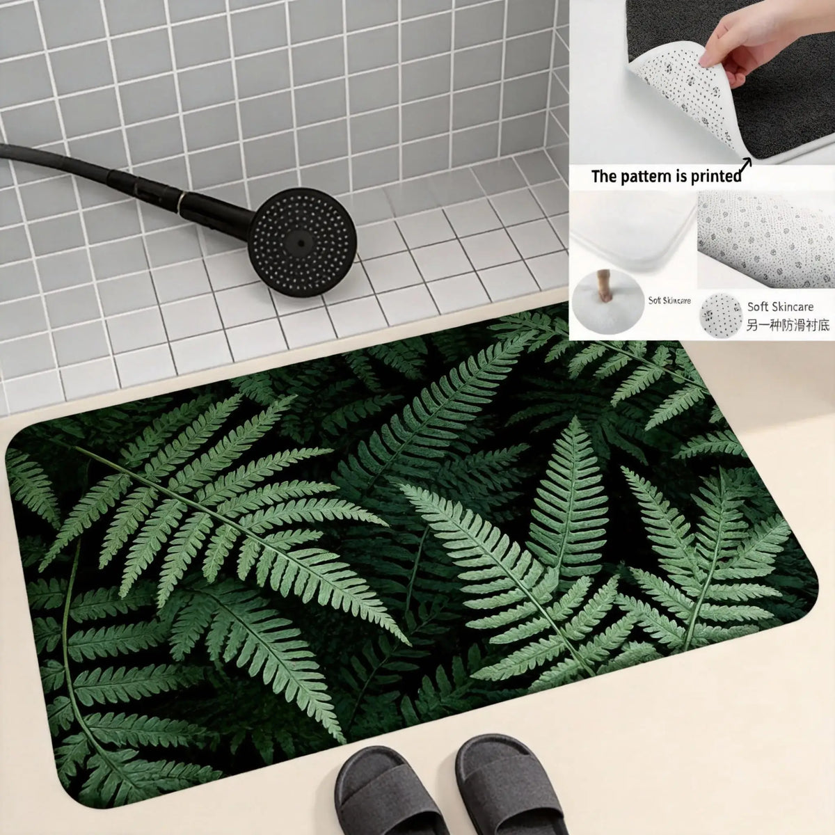 3D Monstera Leaf Doormat 1pc Green Tropical Plant Design with Raised Pattern, Soft Plush Floor Mat for Bathroom and Living Room