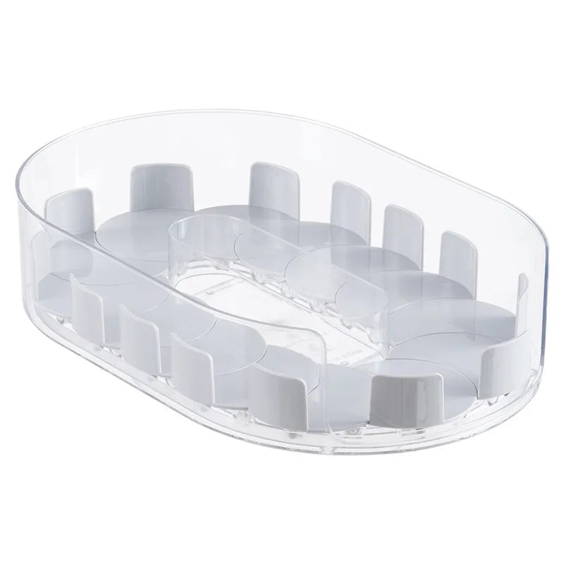 360 Rotating Refrigerator Storage Box Multifunctional Spice Organizer Simple Drink Tray for Kitchen Countertop