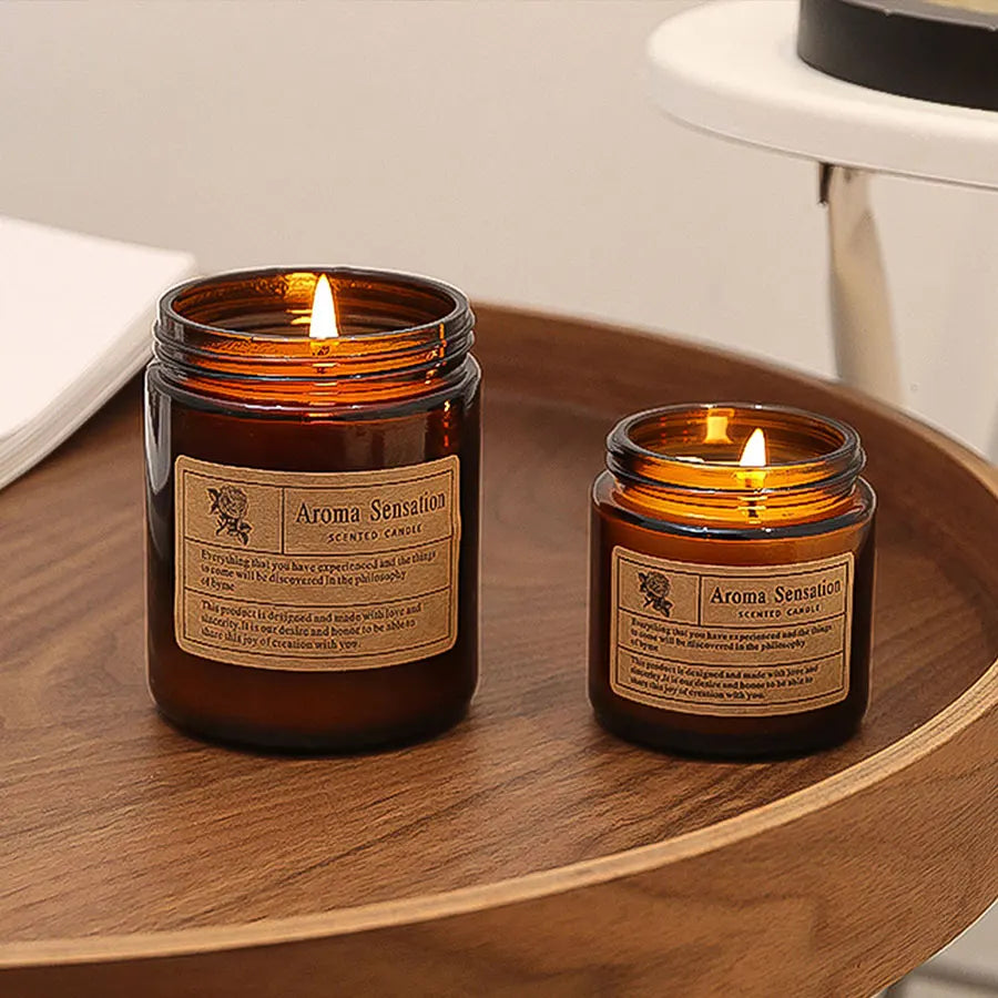 1pcs Brown Glass Cup Aromatherapy Candle Smokeless Scented Candle Suitable for Home Decoration Birthday Valentine&