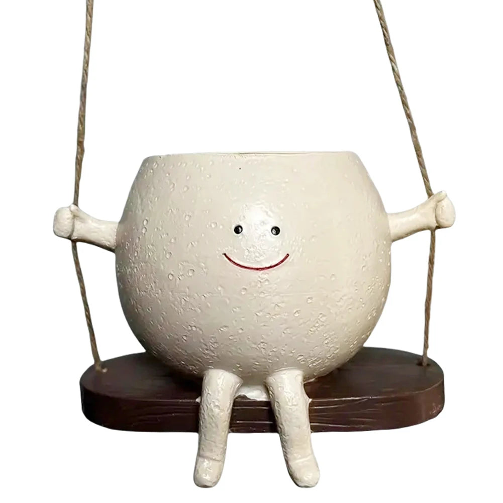 Cute Rocking Chair Face Flower Pot