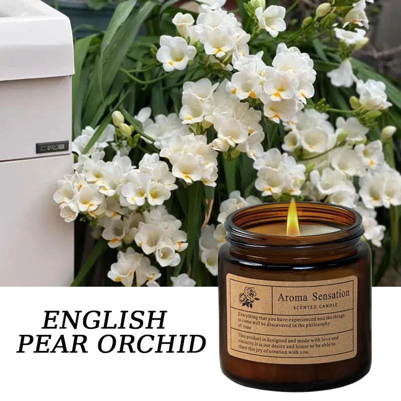 1pc Brown Glass Cup Aromatherapy Candle Smokeless Scented Candle Suitable for Home Decoration Birthday Valentine&