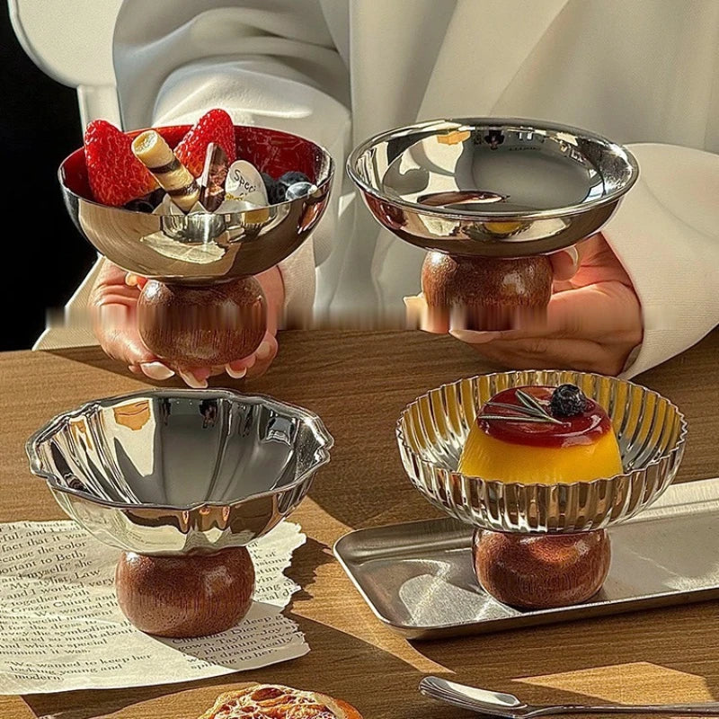 Ins Style Creative Short Bowl Stainless Steel Dessert Bowl High-looking Snack Bowl Ice Cream Cup Pudding Cup