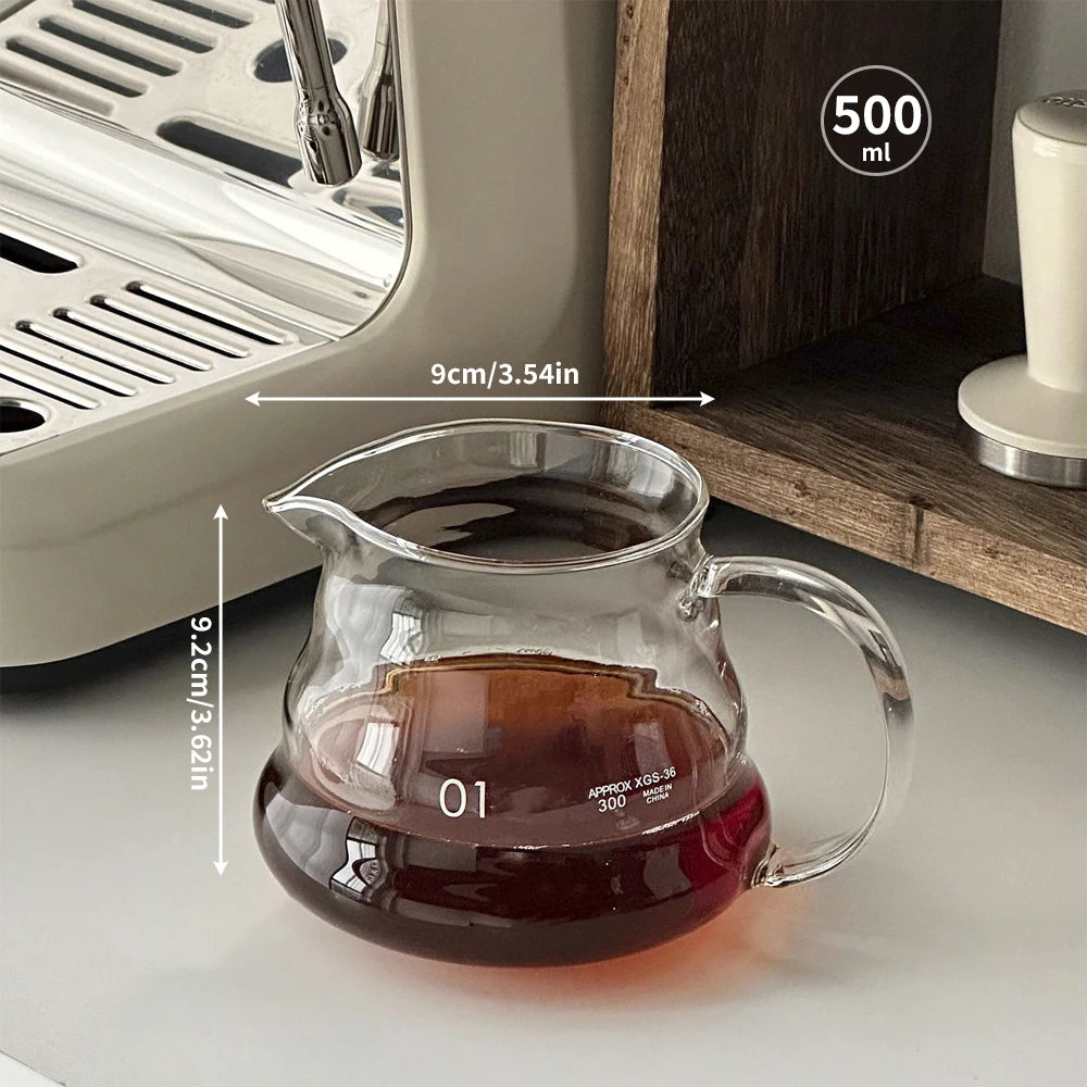 Heat Resistant Glass Coffee Server Cloud Pot V60 Espresso Coffee Maker Kettle Drip Carafe Sharing Pot 500ml 760ml 910ml