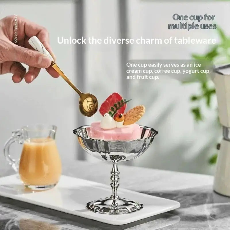 △ Stainless Steel Salad Cup Food Grade Ice Cream Cup Goblet Retro Dessert Bowl Fruit Yogurt Snack Bowl Household Kitchen Tools