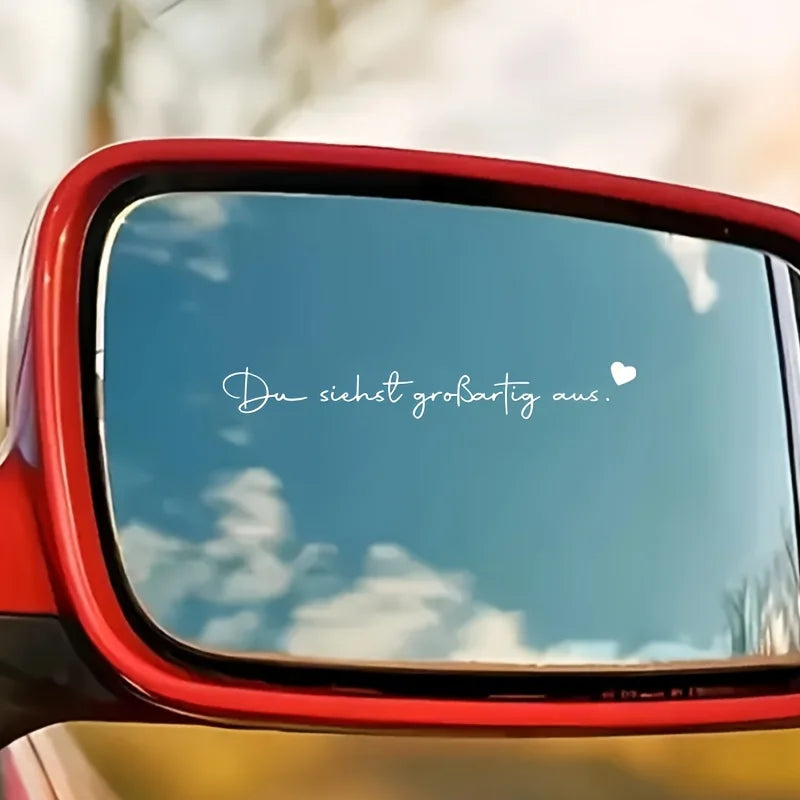 "You look great" car decal, encouraging rearview mirror decorative sticker (6pcs/1 set), die-cut waterproof vinyl material