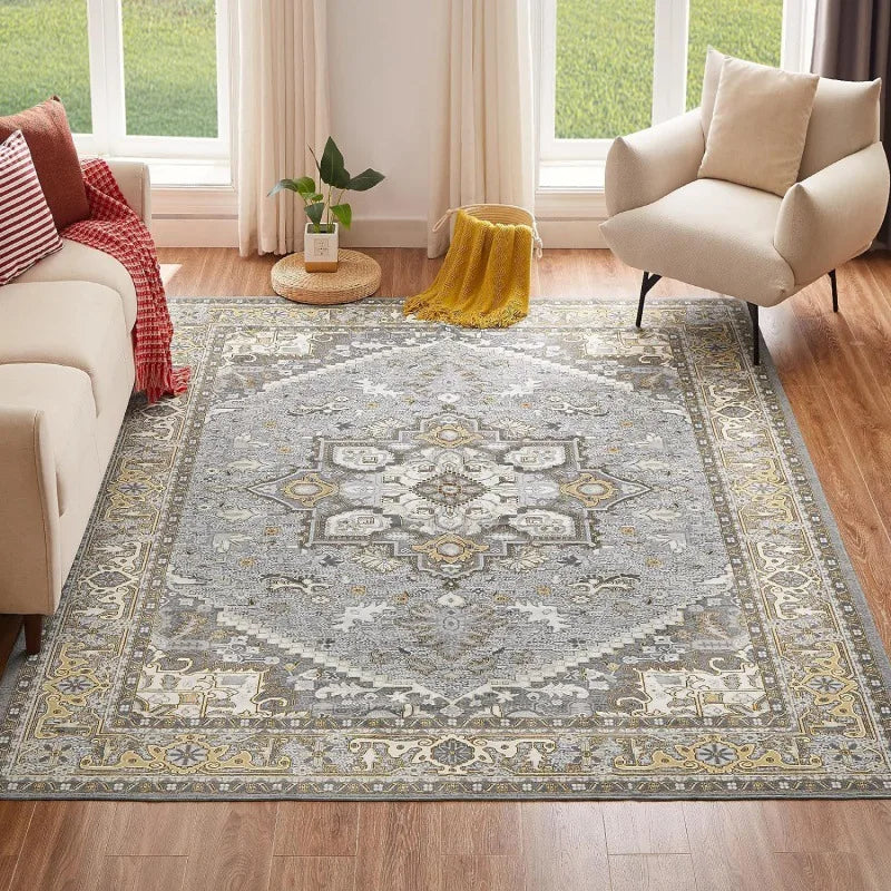 VIKAMA 1PC Persian National Style Crystal Velvet Carpet Dirt Resistant Living Room Coffee Table Mat Hotel Home Decoration