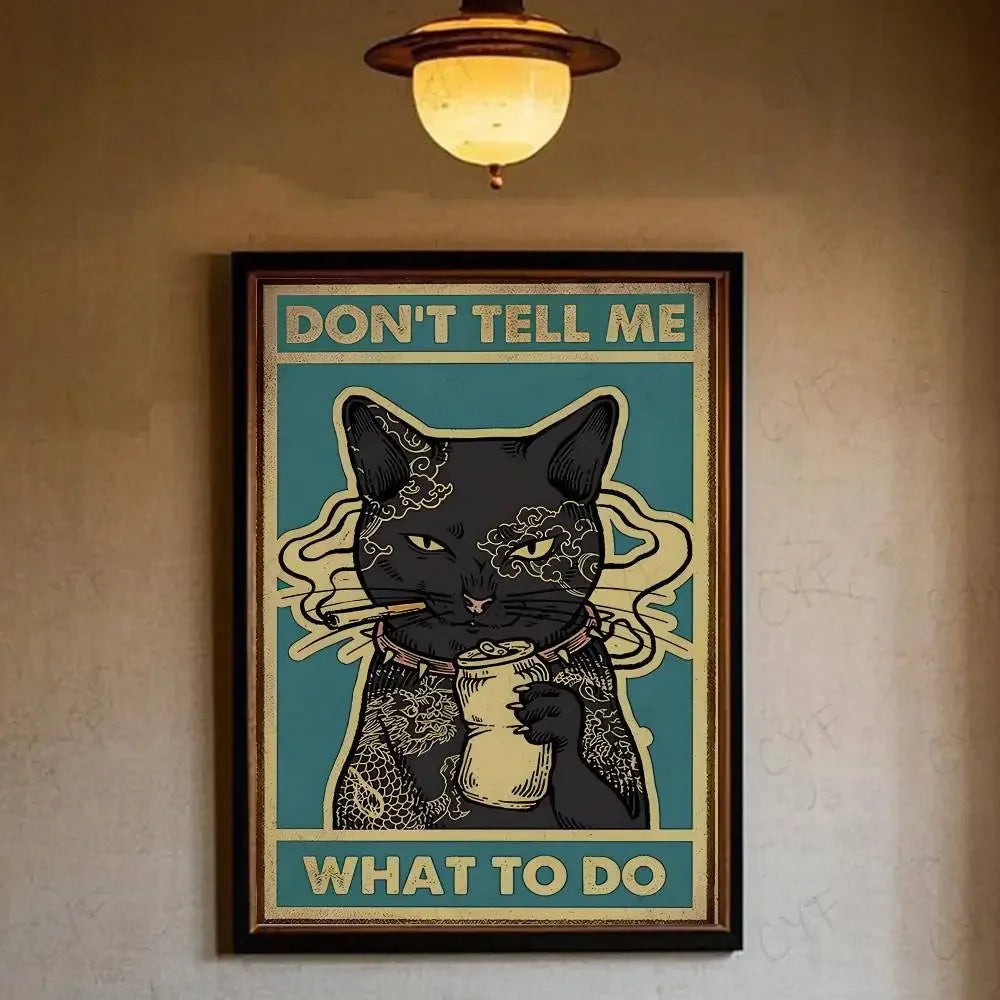 Interesting Cats And Quotes Poster HD art wall waterproof home living room bedroom bar aesthetic decoration