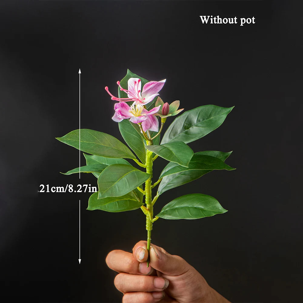 21-40cm Artificial Azalea Flowers Fake Ficus Tree Faux Magnolia Plants Branch Tropical Plastic Banyan Leaf For Home Office Decor