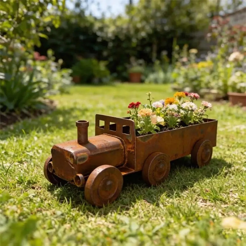 Decorative Antique Styles Iron Container Planter With Unique Steams Locomotive Design For Balcony Or Terraces Home And 37JD