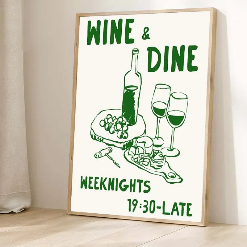Retro Food Poster Canvas Printing Chef Cafe Morning Breakfast Pasta Coffee Club Kitchen Wall Art Pictures Home Decor Art Poster