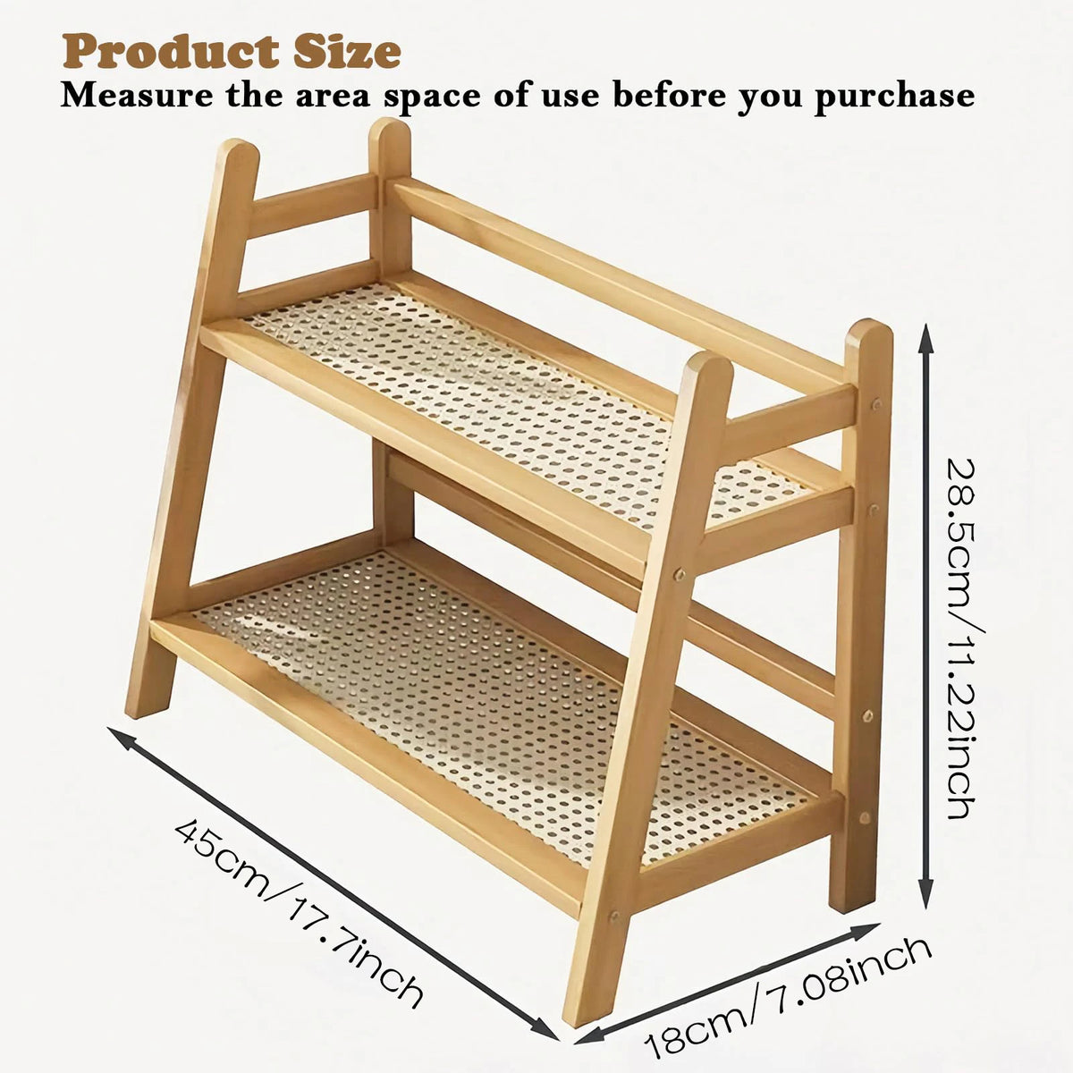 2 Tier Wicker-Look Coffee Station Organizer, Bamboo Mug Holder Countertop, Kitchen Counter Shelf for Tea Coffee Bar Accessories