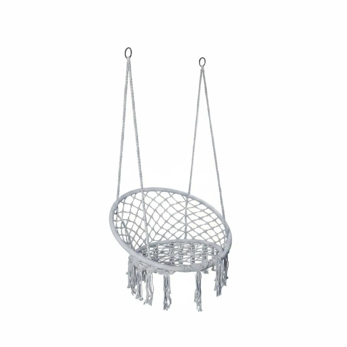 Macrame Chair Airy Lattice Cotton Rope Hanging Chair Home Furniture Oval Frame Single-Color