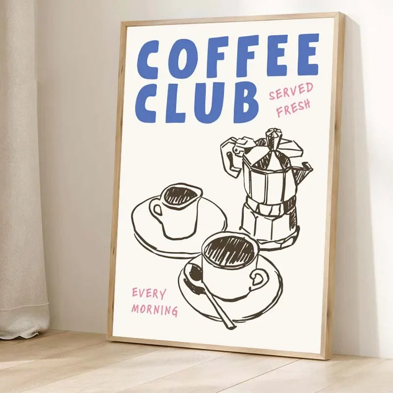 Retro Food Poster Canvas Printing Chef Cafe Morning Breakfast Pasta Coffee Club Kitchen Wall Art Pictures Home Decor Art Poster