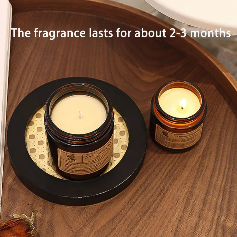1pcs Brown Glass Cup Aromatherapy Candle Smokeless Scented Candle Suitable for Home Decoration Birthday Valentine&