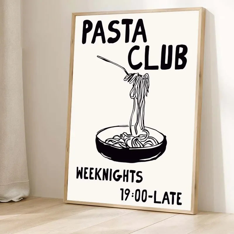 Retro Food Poster Canvas Printing Chef Cafe Morning Breakfast Pasta Coffee Club Kitchen Wall Art Pictures Home Decor Art Poster
