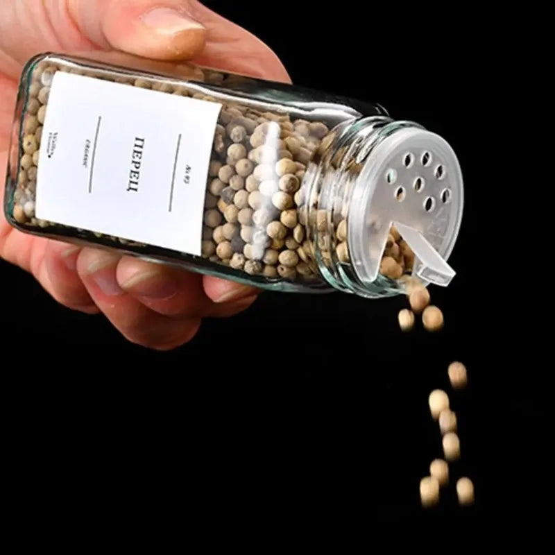 6/8/10/12pcs Glass Spice Jars Seasoning Storage Containers with Airtight Wood Lid,Empty Organizer Bottles for Spice