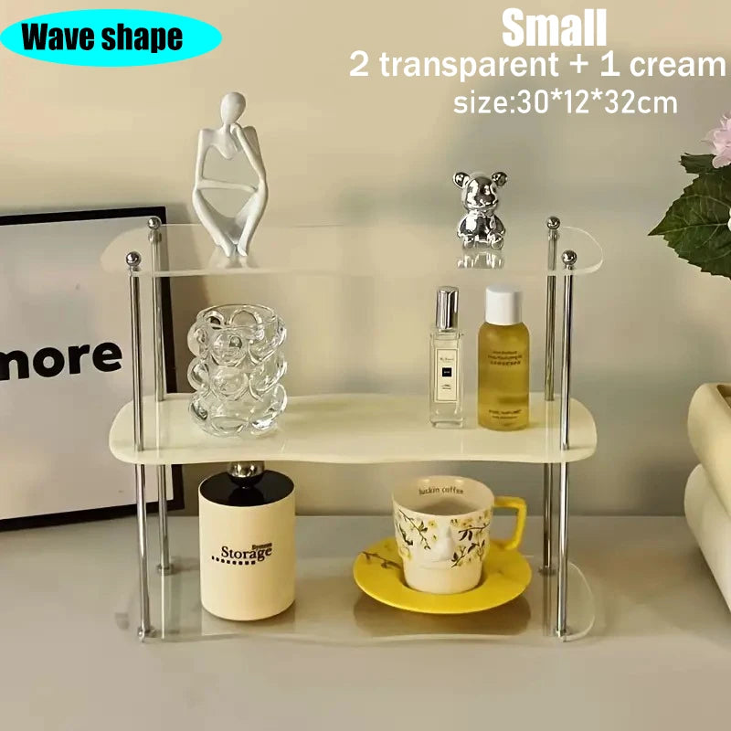 Ins Style Acrylic Storage Rack Desktop Organizer Perfume Jewelry and Cups Display Stand 3 Layers Removable Decorative Shelf