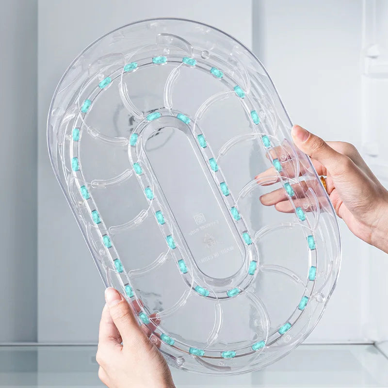 360 Rotating Refrigerator Storage Box Multifunctional Spice Organizer Simple Drink Tray for Kitchen Countertop