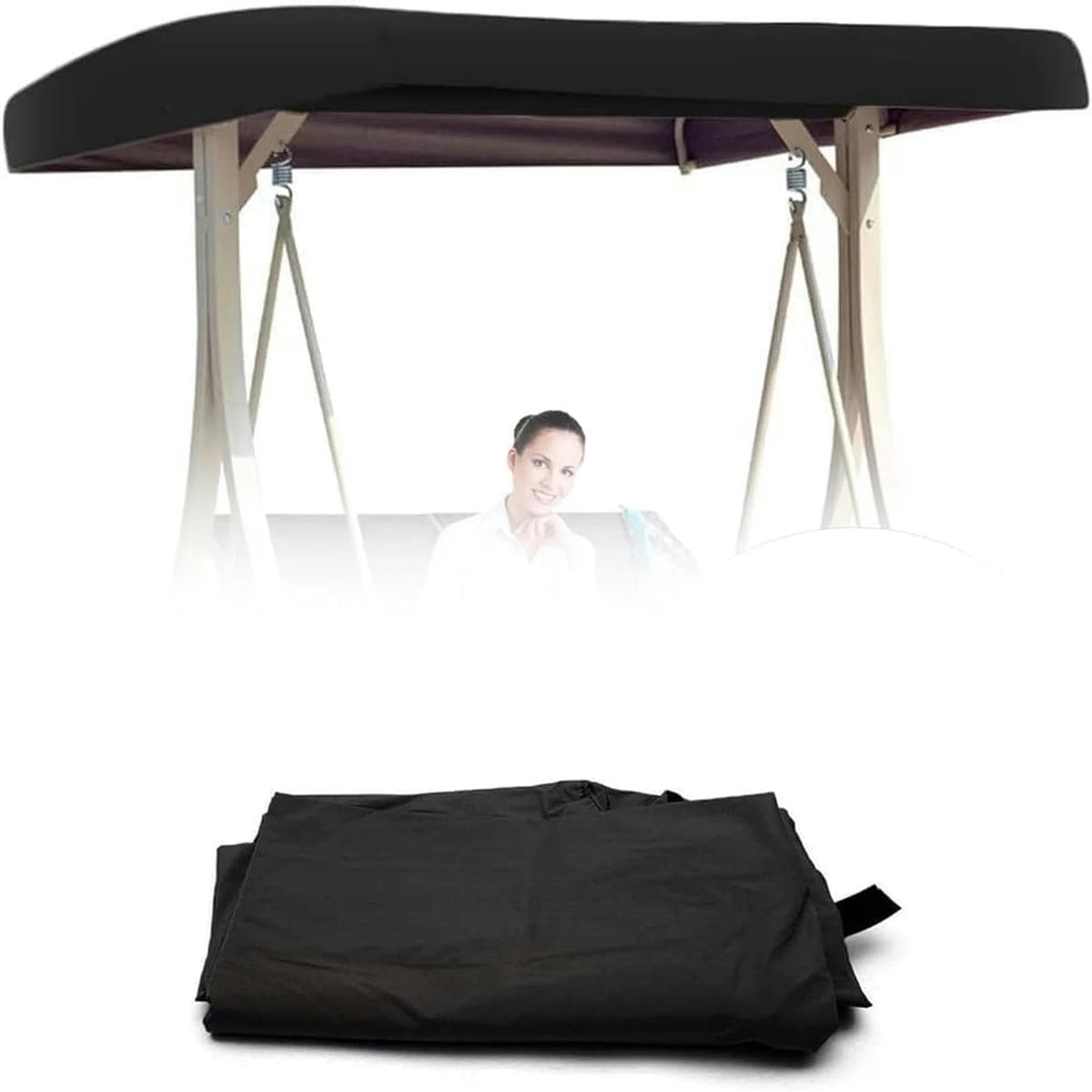 Oxford Cloth Garden Swing Canopy Replacement For 3 Seater Swing Seats Outdoor Patio 191x120x20CM