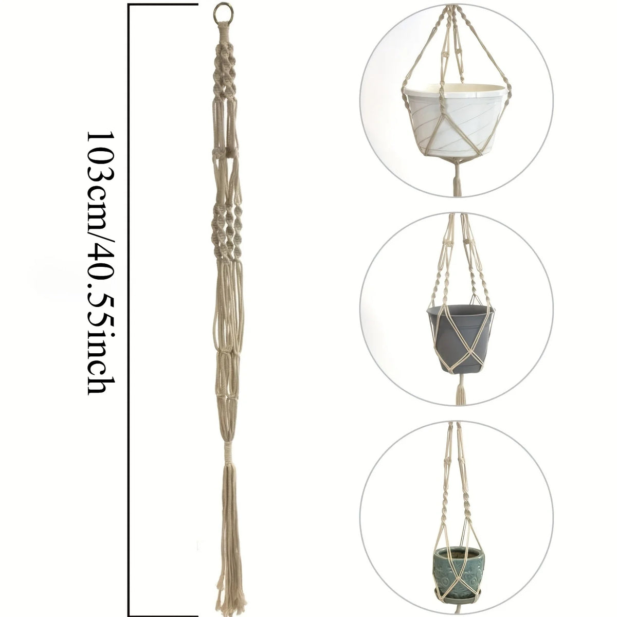 2Pcs Boho Hanging Planter Rope Rack Decorative Woven Rope Basket Outdoor Plant Flower Pot Hanging Organizer Net Room Garden