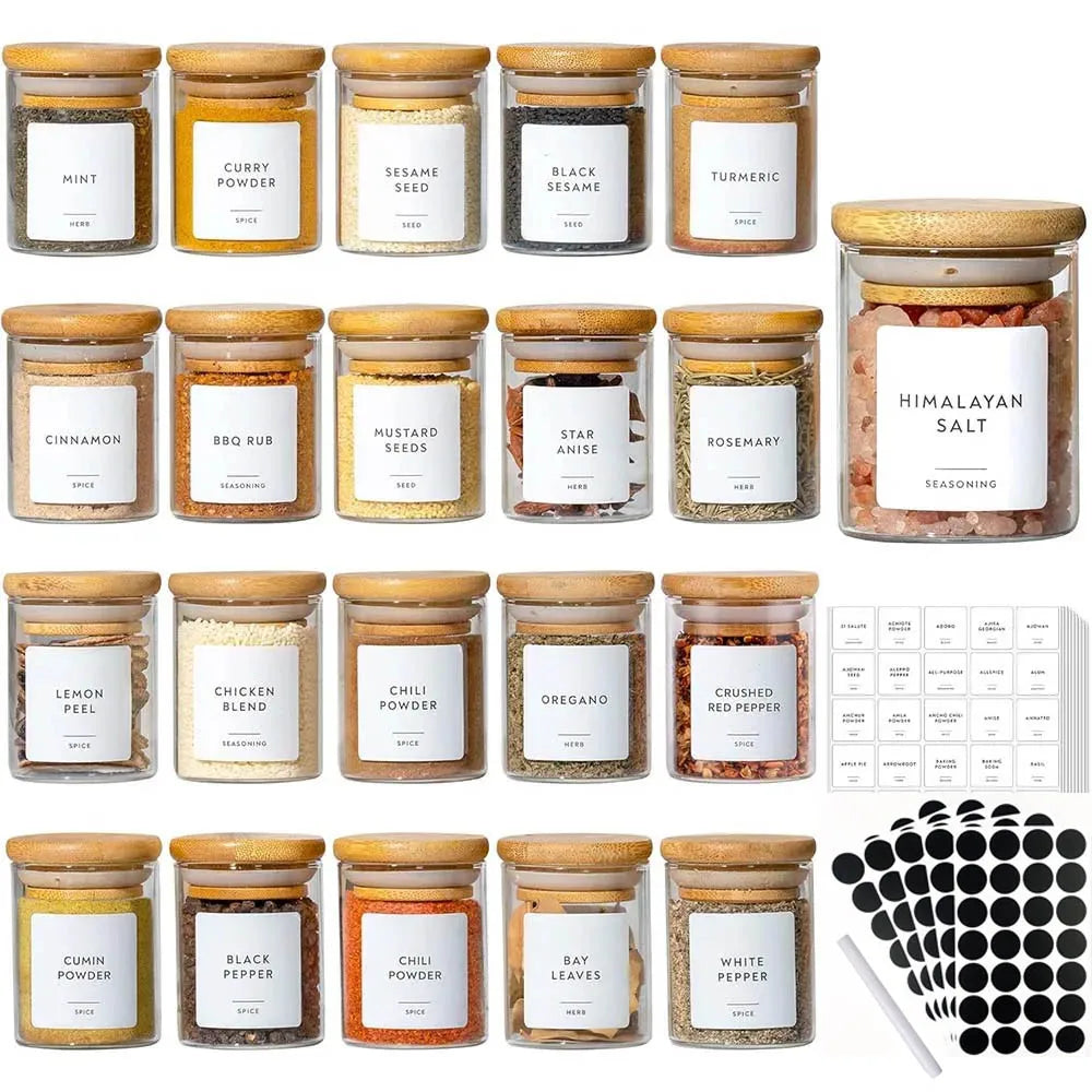 2.5oz Glass Spice Jars,Borosilicate Glass Food Storage Containers,Cylinder Glass Bottles for Kitchen Spice Sugar Salt Coffee Tea