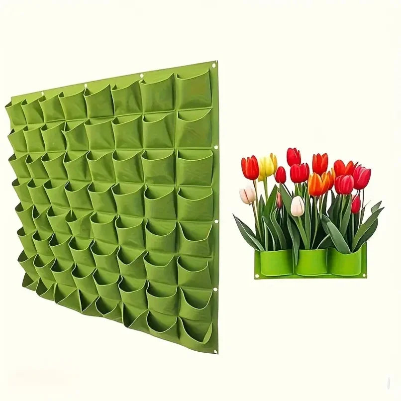 18-Pocket Vertical Garden Planter, Wall-Mounted Bag for Balcony/Patio. Grow herbs & vegetables indoors/outdoors. Space-saving.