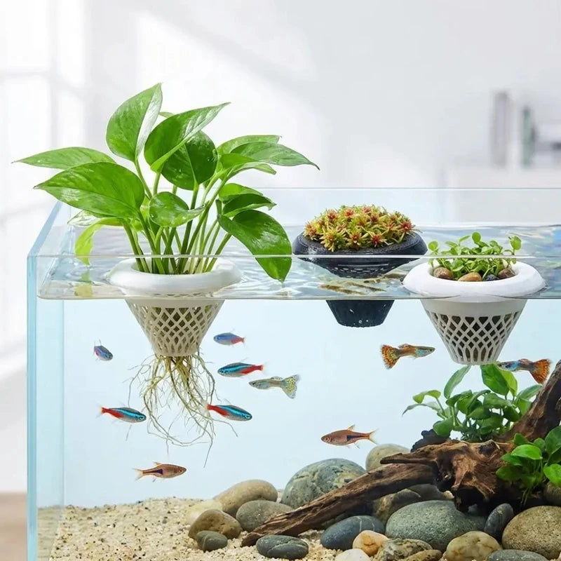 Floating Aquarium Plant Pot, 3D Water Plant Holder, Fish Tank Hydroponic Planter For Aquatic Plants Floating Pot For Fish Jar